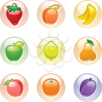 Fruits button gray, web 2.0 icons, vector