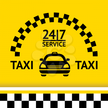 Taxi symbol, and car on the  background, vector illustration