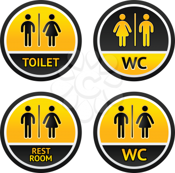 Signs for restroom men women, vector design elements