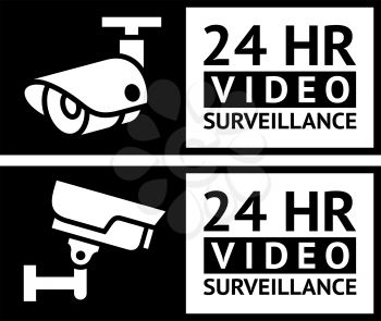 Video surveillance stickers set, vector design element