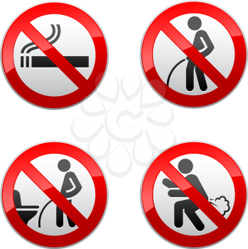 Set prohibited signs - Toilet stickers, vector illustration