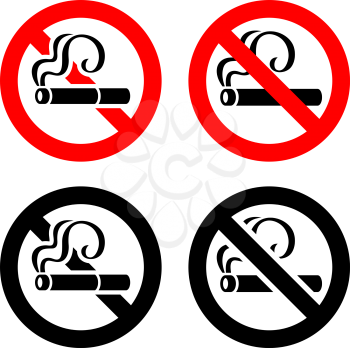 Smoking area set symbols, not allowed sign