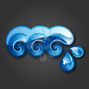 Sign three Waves icons-gray background.