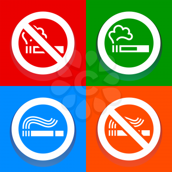 Stickers multicolored - No smoking symbol, vector illustration