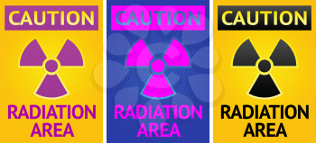 Stikers Caution Sign. Labels Radiation Hazard symbol