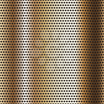 Seamless chrome metal surface, background perforated golden sheet