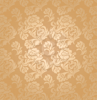 Seamless pattern, ornament floral, decorative background. Gold