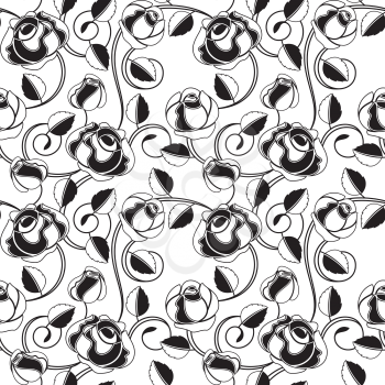 Seamless wallpaper pattern with of black roses