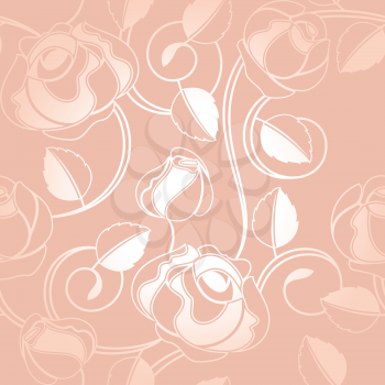 Seamless-wallpaper pattern with of roses, vector