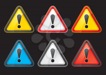 Set Hazard warning attention sign color on a black background