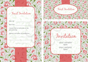Set of ornate vector frames. Wedding invitation template