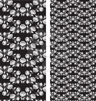 Set of seamless roses pattern, templates, vector