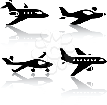 Set of transport icons - airplane. Vector design