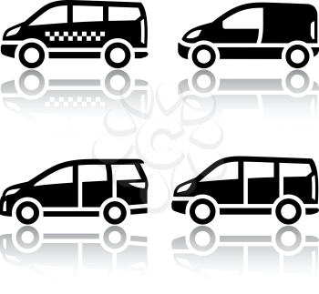 Set of transport icons - Cargo van, vector illustration