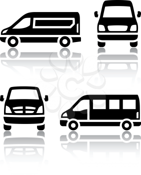 Set of transport icons - Cargo van, vector illustration on a white background
