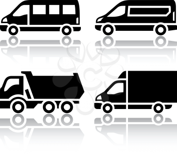 Set of transport icons - freight transport, vector illustration isolated on a white background