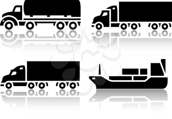 Set of transport icons - Freight transport, vector illustration