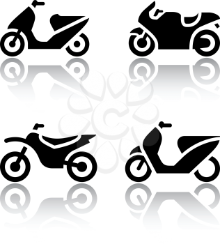 Set of transport icons - motorcycles, vector