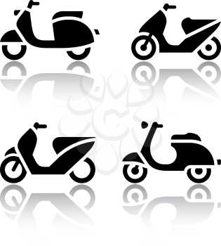 Set of transport icons - scooter and moped, vector illustration