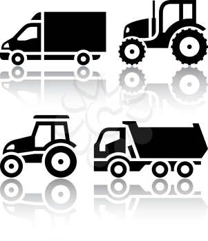 Set of transport icons - Tractor and Tipper, vector illustration