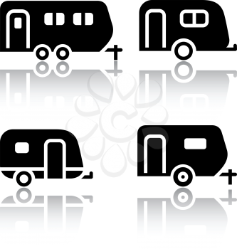 Set of transport icons - trailers, vector