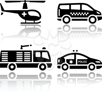 Set of transport icons - transport services, vector illustrations, set silhouettes isolated on white background.