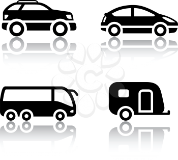 Set of transport icons - vehicles. Vector design