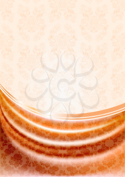 Peachy curtain, silk tissue on beige background. Eps10