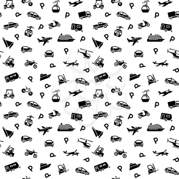 Seamless backdrop, transport icons - vector 10eps