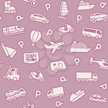Seamless background, transport icons, wrapping paper