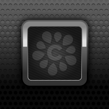 Metal web button. Background perforation texture, 10eps