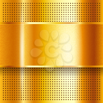 Metallic perforated golden sheet, vector illustration eps10