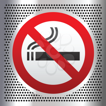 No smoking symbol on a chromium background, vector