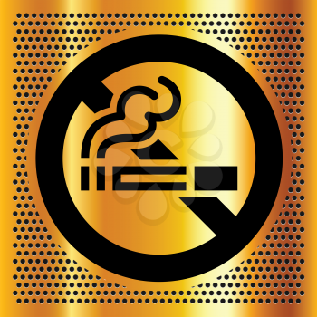 No smoking symbol on a gold backdrop. Vector illustration.