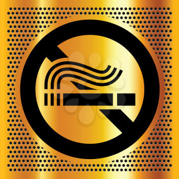 No smoking symbol on a gold background. Vector illustration.