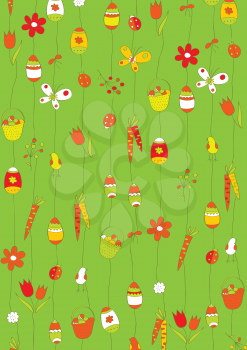 Green background with Easter eggs. wrapping paper