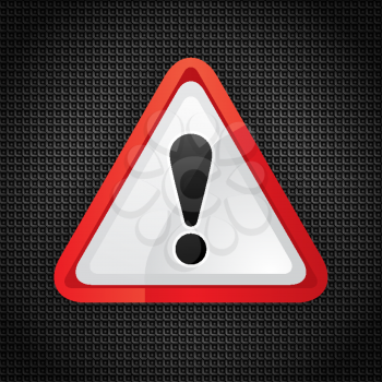 Hazard warning attention symbol on a metal surface, 10eps