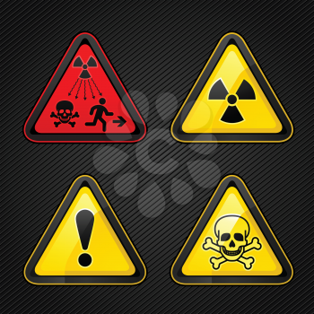 Triangular Warning Hazard set signs (New Symbol Launched to Warn Public About Radiation Dangers)