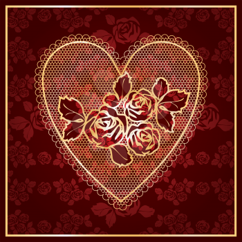 Lace roses in heart shape