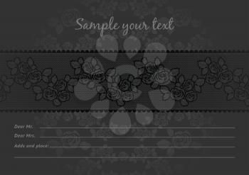 Lace Rose dark gray background, vector