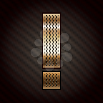 Letter metal gold ribbon - Exclamation mark, vector 10eps