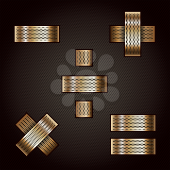 Letter metal gold ribbon - Mathematical signs, vector 10eps