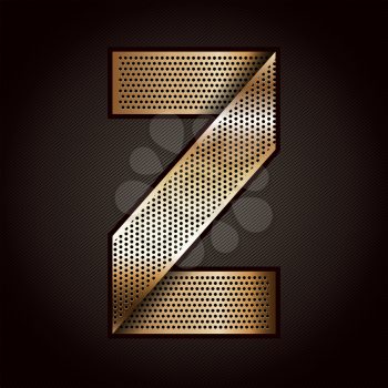 Number metal gold ribbon - Z - zero, vector 10eps