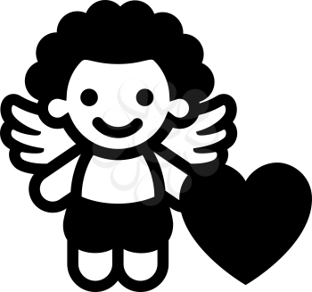 Love symbol. Valentine's Day sign, black emblem isolated on white background, flat style.