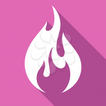 Fire flames, set icons with shadow on a square shape-10