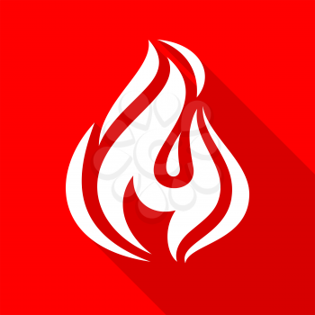 Fire flames, set icons with shadow on a square shape-17