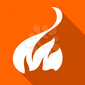 Fire flames, set icons with shadow on a square shape-24