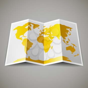 Yellow map of the World, on gray blackground