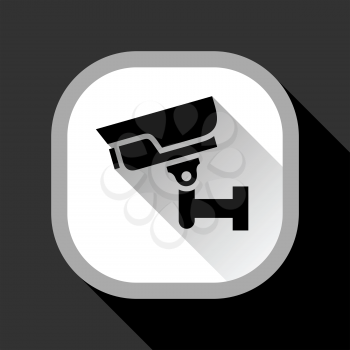 surveillance camera on a gray square button with shadow