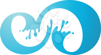 Wave with drop on white background, vector illustration
